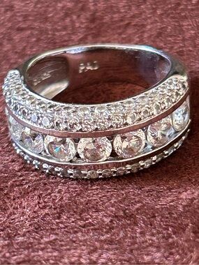 PAJ 925 Sterling Silver Wide CZ Statement Cigar Band Size 7